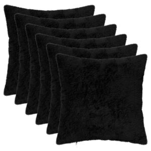 vidaXL Federa 6 pz HEERLEN Nero 30 x 30 cm Pelliccia di Coniglio Finta