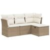 vidaXL Set Divano da Giardino 4 pz con Cuscini Beige in Polyrattan