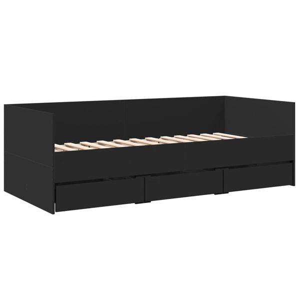 vidaXL Divano Letto con Cassetti senza Materasso Nero 75x190 cm