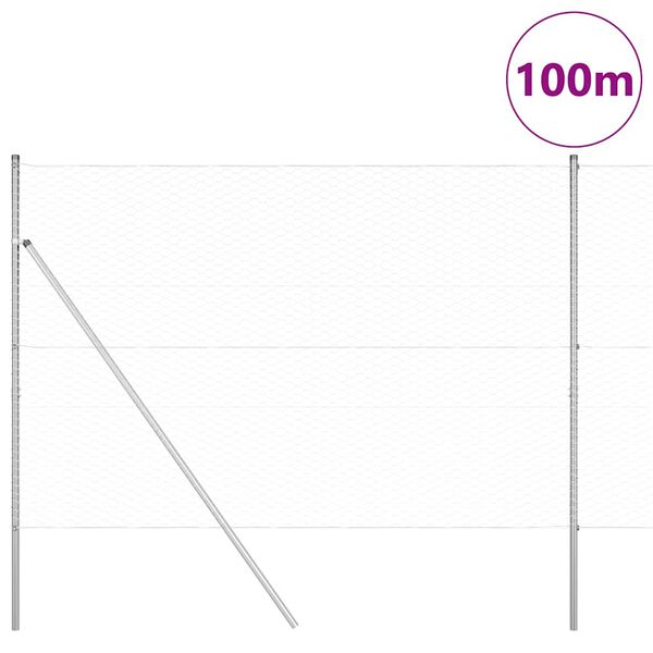 vidaXL Palo della recinzione Argento 100 x 1,5 m (rete da 36 mm)
