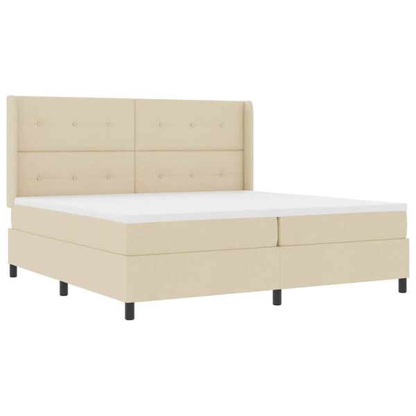 vidaXL Letto a Sorgente LED con materasso Crema 200 x 200 cm Tessuto