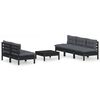 vidaXL Set Divani da Giardino 6 pz con Cuscini Antracite Legno di Pino
