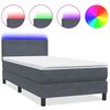 vidaXL Letto a Molle con Materasso e LED Grigio Scuro 100x210 cm Velluto