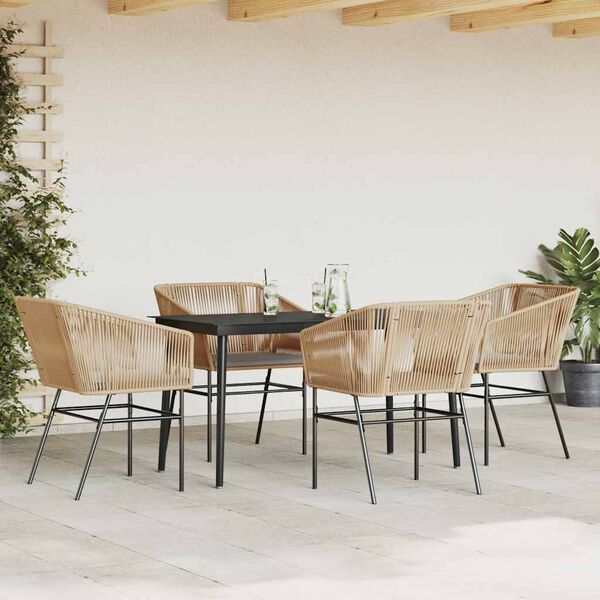 vidaXL Set da Pranzo da Giardino 5pz con Cuscini Polyrattan Vetro