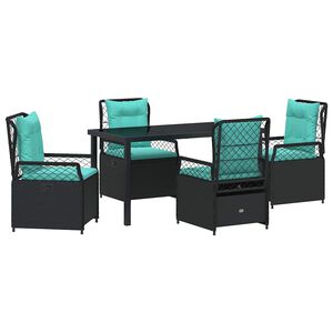 vidaXL Set da Pranzo per Giardino 5 pcs Nero polyrattan