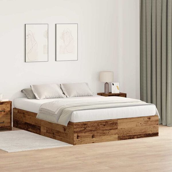 vidaXL Struttura letto con contenitore Legno vecchio 140 x 200 cm