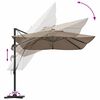 vidaXL Parasol Roma a braccio Tortora e Nero 352 x 251 x 265 cm