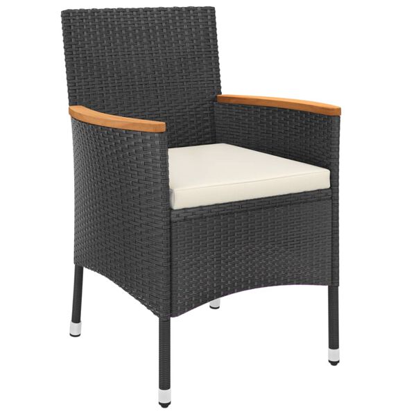 vidaXL Set Bistr&ograve; da Giardino 5 pz con Cuscini in Polyrattan Nero