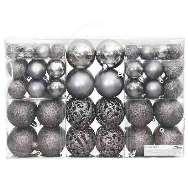 vidaXL Palline di Natale 100 pz Grigie 3 / 4 / 6 cm
