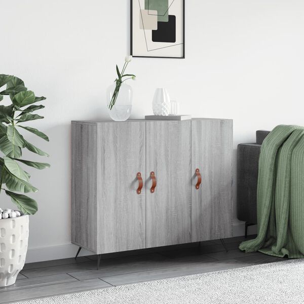 vidaXL Credenza Grigio Sonoma 90x34x80 cm in Legno Multistrato