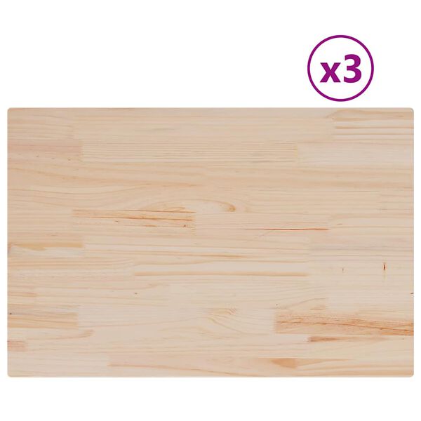 vidaXL Piani Tavolo 3 pz 80x53x1,7 cm Rettangolare Legno Massello Pino