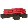 vidaXL Set Divano da Giardino con cuscino 6 pcs Marrone polyrattan