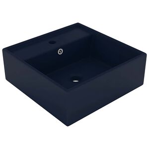 vidaXL Lavabo Troppopieno Quadrato Blu Scuro Opaco 41x41cm Ceramica