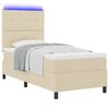 vidaXL Letto a molle con materasso con led Crema 90 x 190 cm Tessuto