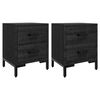 vidaXL Comodini 2 pz Neri 36x30x45 cm in Legno Massello di Pino