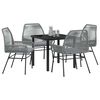 vidaXL Set da Pranzo per Giardino con cuscino 5 pcs Grigio polyrattan