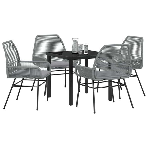 vidaXL Set da Pranzo per Giardino con cuscino 5 pcs Grigio polyrattan