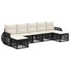 vidaXL Set Divano da Giardino 7 pz Nero e Bianco Crema polyrattan