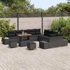 vidaXL Set Divano da Giardino con cuscino 13 pcs Nero Poly Rattan