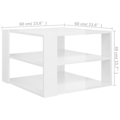 vidaXL Tavolino da Salotto Bianco Lucido 60x60x40 cm Legno Multistrato