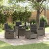 vidaXL Set da Pranzo per Giardino 5 pcs Grigio polyrattan