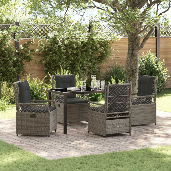 vidaXL Set da Pranzo per Giardino 5 pcs Grigio polyrattan