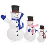 vidaXL Figure Decorative Famiglia di Pupazzi di Neve LED Tessuto Lusso