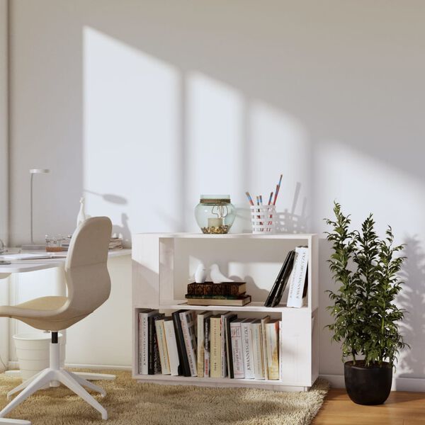 vidaXL Libreria/Divisorio Bianco 80x25x70 cm in Legno Massello di Pino