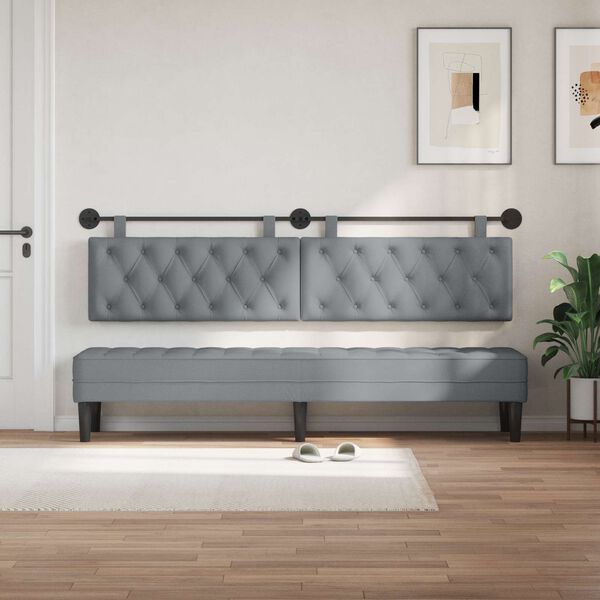 vidaXL Testata appesa Grigio chiaro 210 x 55 x 7 cm Tessuto