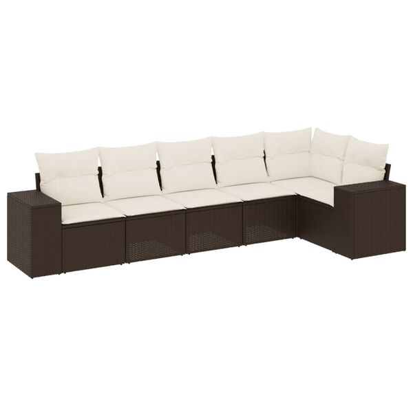 vidaXL Set Divano da Giardino 6 pz con Cuscini Marrone in Polyrattan