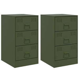 vidaXL Comodini 2 pz Verde Oliva 34,5x39x62 cm in Acciaio