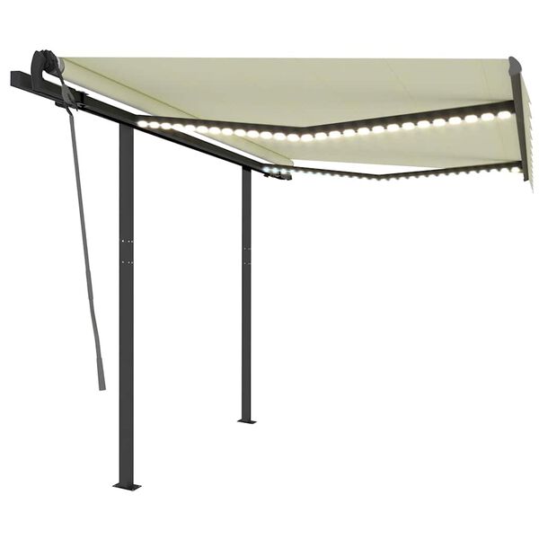 vidaXL Tenda da Sole Retrattile Manuale con LED 3x2,5 m Crema