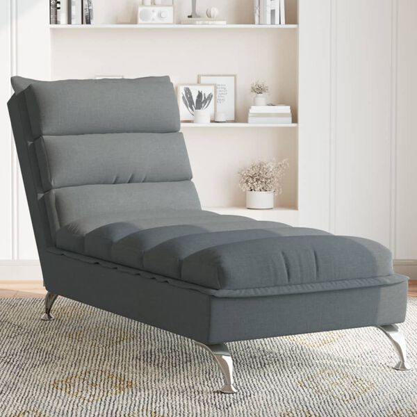 vidaXL Chaise Longue con Cuscini Grigio Scuro in Tessuto