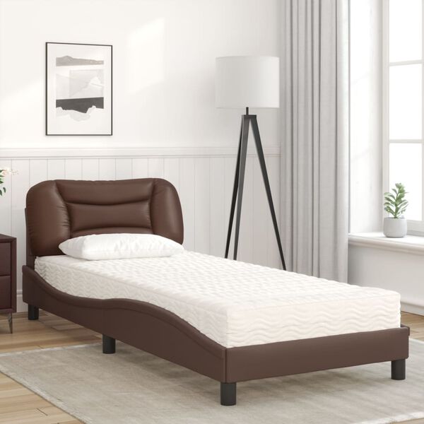 vidaXL Letto con Materasso Hvar Marrone 90x190 cm in Similpelle