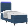 vidaXL Letto a molle con materasso con led Blu 90 x 190 cm Tessuto