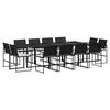vidaXL Set da Pranzo da Giardino 13pz con Cuscini Nero in Polyrattan