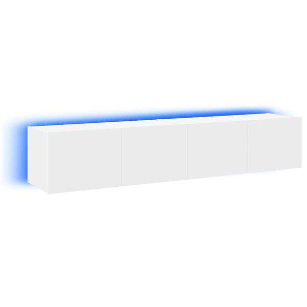 vidaXL Mobili TV a Parete con Luci LED 2pz Bianchi 80x35x31 cm