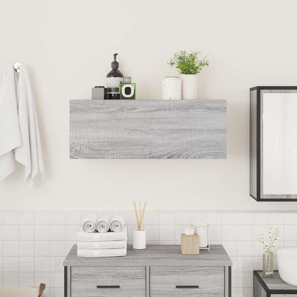 vidaXL Mobile da Bagno Grigio Sonoma 80x25x30 cm in Legno Multistrato