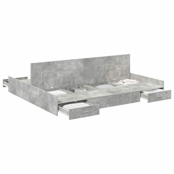 vidaXL Struttura letto con contenitore Grigio cemento 180 x 200 cm