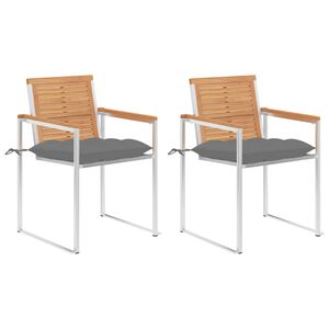 vidaXL Sedie da Giardino 2 pz con Cuscini in Legno di Teak e Acciaio