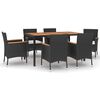 vidaXL Set da Pranzo da Giardino 7 pz Nero con Cuscini in Polyrattan