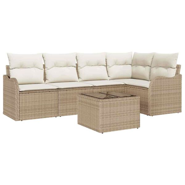 vidaXL Set Divano da Giardino 6 pcs Marrone polyrattan