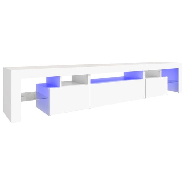 vidaXL Mobile Porta TV con Luci LED Bianco 215x36,5x40 cm