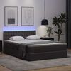 vidaXL Letto con contenitore e LED Grigio 140 x 200 cm Pelle Sintetica