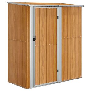 vidaXL Casetta da giardino 180,5x97x209,5 cm in acciaio zincato effetto legno