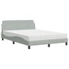 vidaXL Letto con Materasso Dover Grigio Chiaro 140x190 cm in Velluto