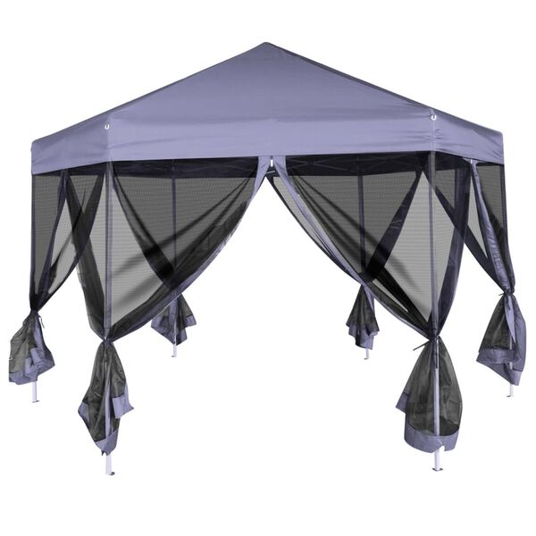 vidaXL Gazebo Esagonale Pop-Up con 6 Pareti Blu Scuro 3,6x3,1 m