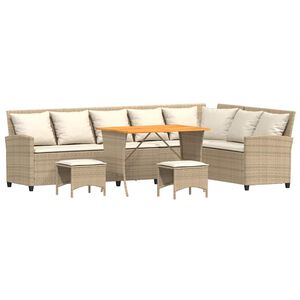 vidaXL Set Divano da Giardino 4 pz con Cuscini a L Beige in Polyrattan