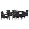 vidaXL Set da Pranzo per Giardino con cuscino 7 pcs Nero polyrattan
