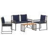 vidaXL Set di Mobili da Esterno 9 pcs Grigio e Blu Navy polyrattan